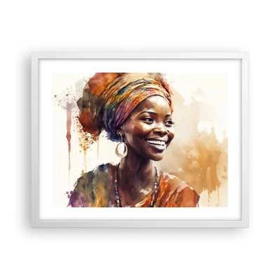Poster in white frmae - African Queen - 50x40 cm