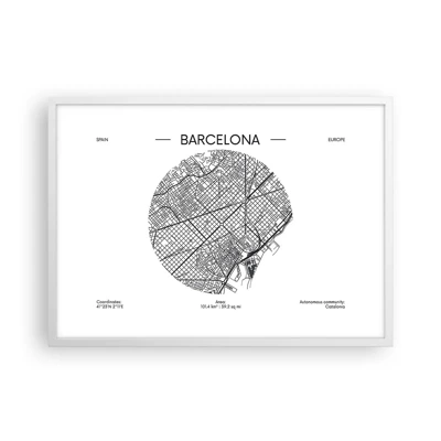 Poster in white frmae - Anatomy of Barcelona - 70x50 cm