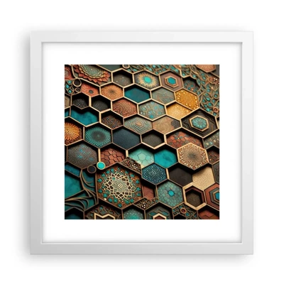 Poster in white frmae - Arabic Ornaments - Variation - 30x30 cm