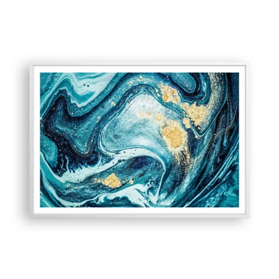 Poster in white frmae - Blue Whirl - 100x70 cm