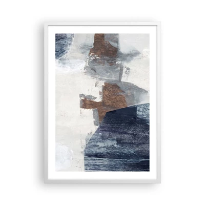 Poster in white frmae - Blue and Brown Shapes - 50x70 cm