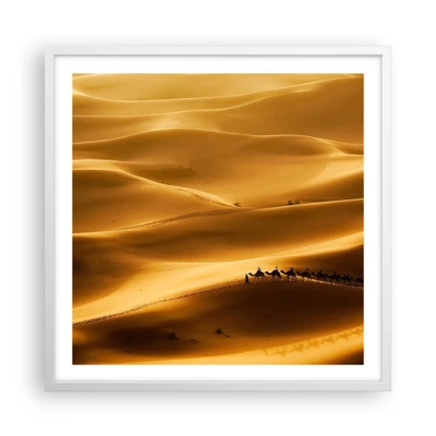 Poster in white frmae - Caravan on the Waves of a Desert - 60x60 cm