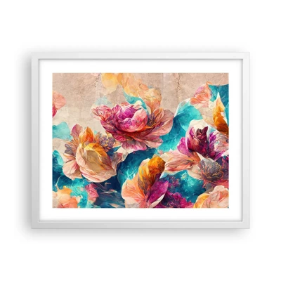 Poster in white frmae - Colourful Splendour of a Bouquet - 50x40 cm