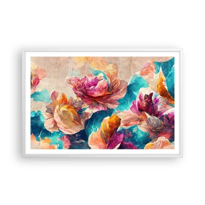 Poster in white frmae - Colourful Splendour of a Bouquet - 91x61 cm