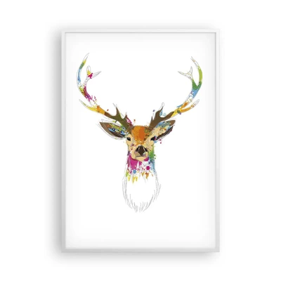 Poster in white frmae - Deer Bathed in Colour - 70x100 cm