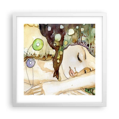 Poster in white frmae - Emerald and Violet Dream - 40x40 cm