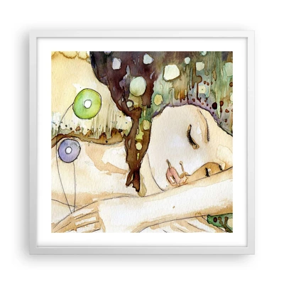 Poster in white frmae - Emerald and Violet Dream - 50x50 cm