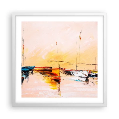 Poster in white frmae - Evening at the Harbour - 50x50 cm