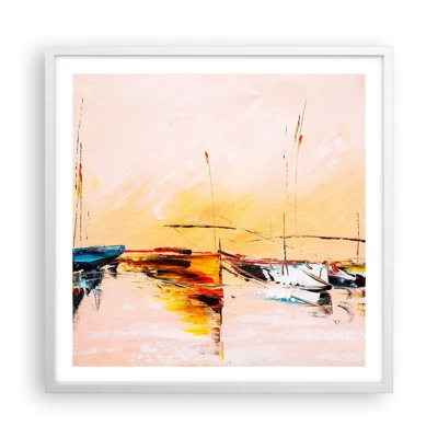 Poster in white frmae - Evening at the Harbour - 60x60 cm