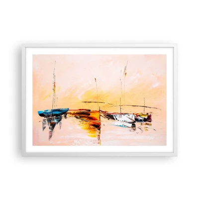 Poster in white frmae - Evening at the Harbour - 70x50 cm