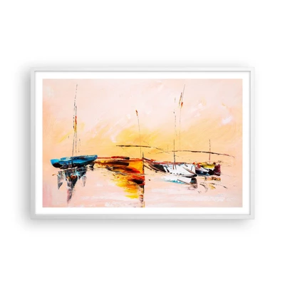 Poster in white frmae - Evening at the Harbour - 91x61 cm