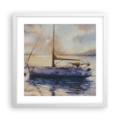 Poster in white frmae - Evening in Harbour - 40x40 cm