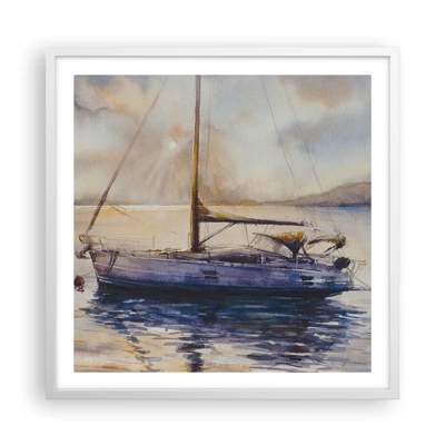 Poster in white frmae - Evening in Harbour - 60x60 cm