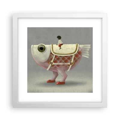 Poster in white frmae - Fish Jockey - 30x30 cm