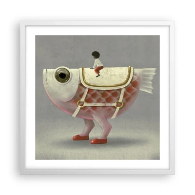 Poster in white frmae - Fish Jockey - 50x50 cm