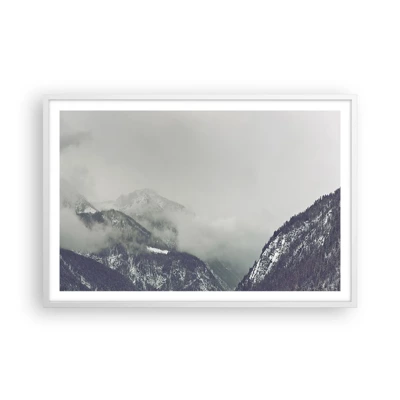 Poster in white frmae - Foggy valley - 91x61 cm