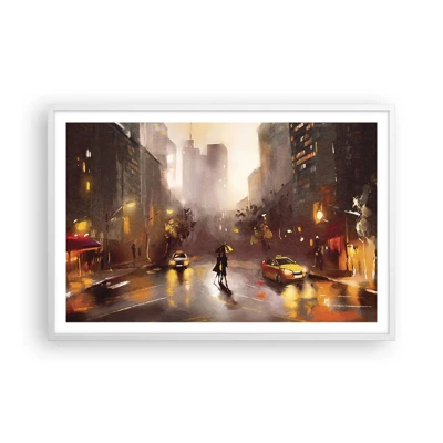 Poster in white frmae - In New York Lights - 91x61 cm