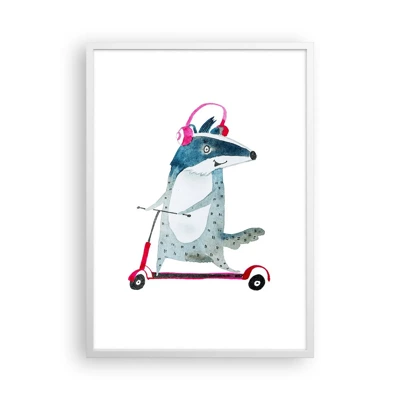 Poster in white frmae - Joys of a Badger - 50x70 cm