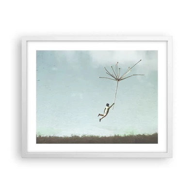 Poster in white frmae - Kites, Dandelions, Wind - 50x40 cm