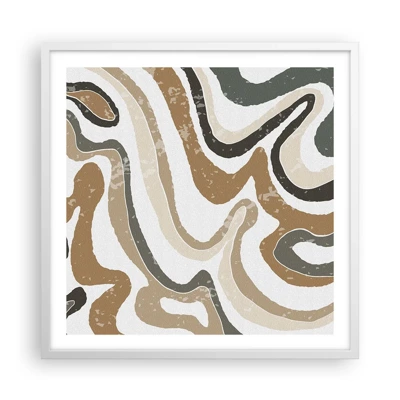 Poster in white frmae - Meanders of Earth Colours - 60x60 cm