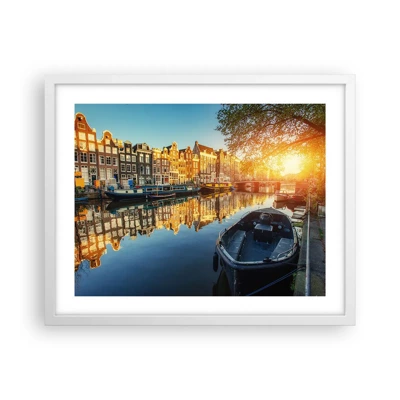 Poster in white frmae - Morning in Amsterdam - 50x40 cm