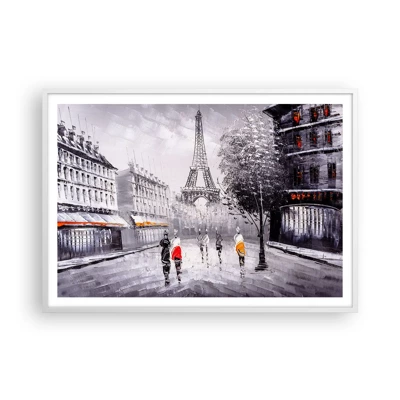 Poster in white frmae - Parisian Walk - 100x70 cm
