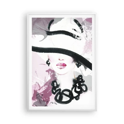 Poster in white frmae - Portrait of a Lady in Black and Pink - 70x100 cm