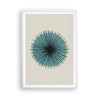 Poster in white frmae - Rays on Blue - 70x100 cm