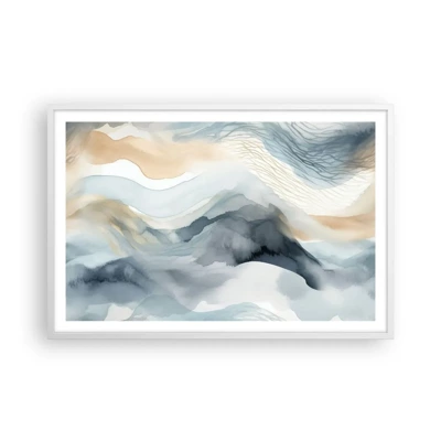 Poster in white frmae - Snowy and Foggy Abstract - 91x61 cm