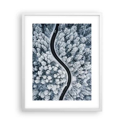 Poster in white frmae - Through Wintery Forest - 40x50 cm