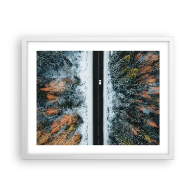 Poster in white frmae - Through a Wintery Forest - 50x40 cm