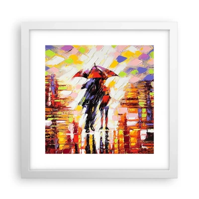 Poster in white frmae - Together through Night and Rain - 30x30 cm