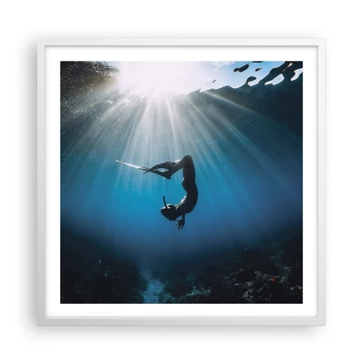 Poster in white frmae - Underwater dance - 60x60 cm