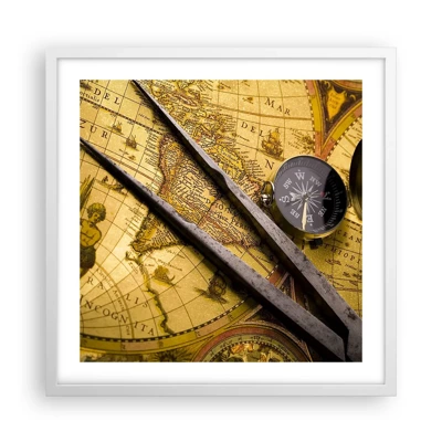 Poster in white frmae - With a Compass through the Seas - 50x50 cm