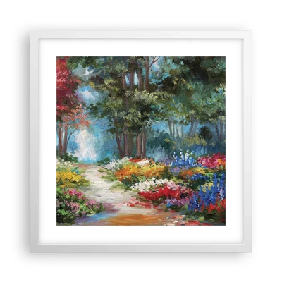 Poster in white frmae - Wood Garden, Flowery Forest - 40x40 cm