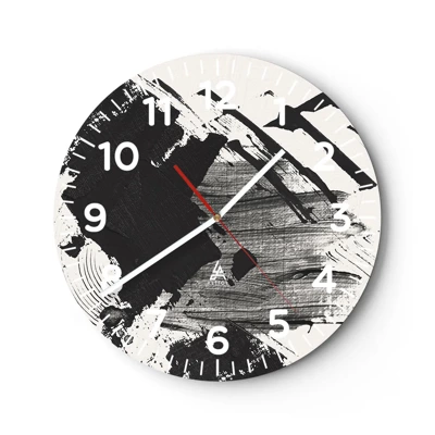Wall clock - Clock on glass - Abstract - Expression of Black - 30x30 cm