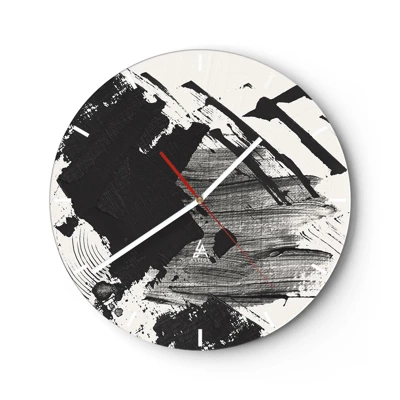 Wall clock - Clock on glass - Abstract - Expression of Black - 40x40 cm