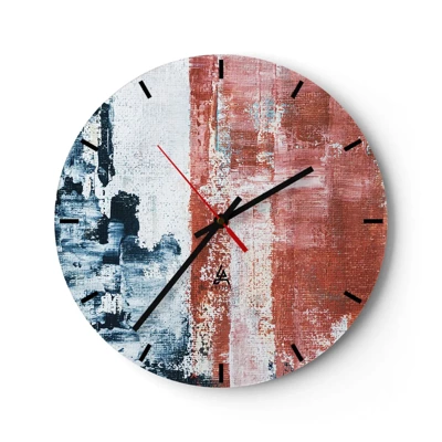 Wall clock - Clock on glass - Abstract Fifty Fifty - 30x30 cm