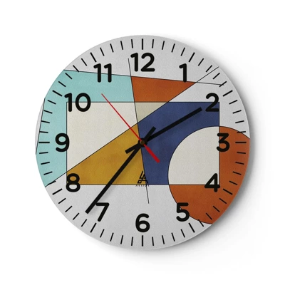 Wall clock - Clock on glass - Abstract: Modernist Fun - 30x30 cm