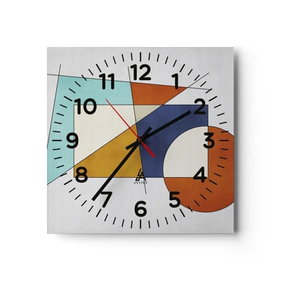 Wall clock - Clock on glass - Abstract: Modernist Fun - 40x40 cm