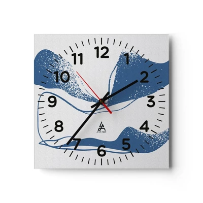 Wall clock - Clock on glass - Abstract with Wings - 30x30 cm