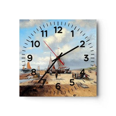 Wall clock - Clock on glass - After a Successful Catch - 30x30 cm