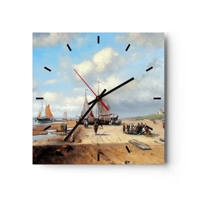 Wall clock - Clock on glass - After a Successful Catch - 40x40 cm