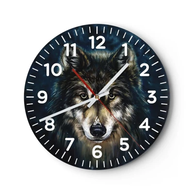 Wall clock - Clock on glass - Alpha? And Omega - 40x40 cm