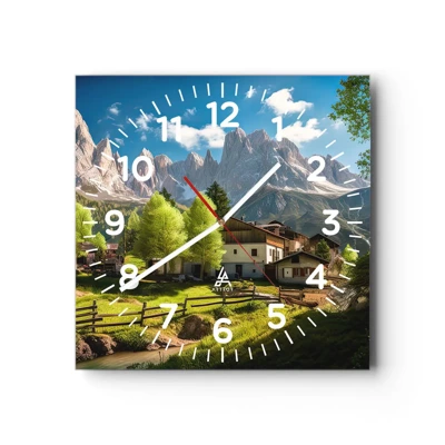 Wall clock - Clock on glass - Alpine Idyll - 30x30 cm