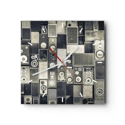 Wall clock - Clock on glass - And Music Is Playing - 30x30 cm