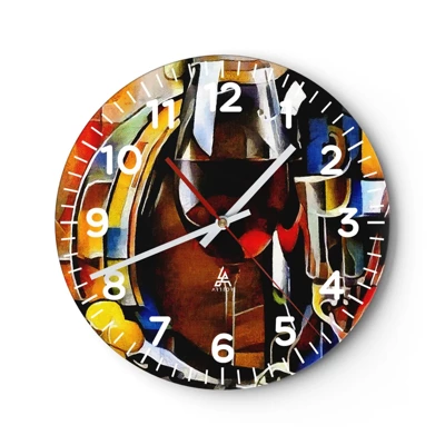 Wall clock - Clock on glass - And The World Fills With Colours - 40x40 cm