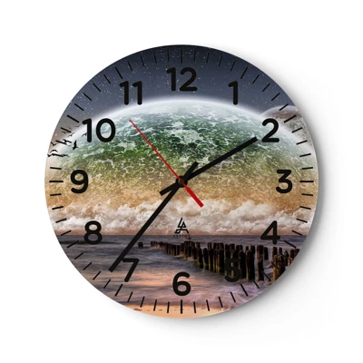 Wall clock - Clock on glass - And the World Has Emerged from Water - 30x30 cm