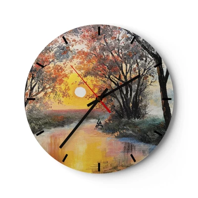 Wall clock - Clock on glass - Autumn Impressions - 30x30 cm