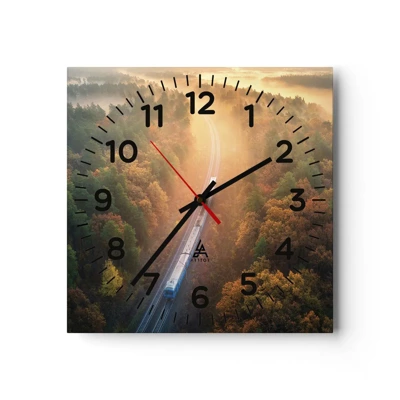Wall clock - Clock on glass - Autumn Trip - 30x30 cm
